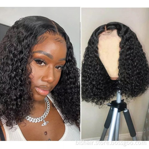 Wholesale Short Cut Pixie Curly Bob Wig With Brazilian Human Remy Hair 13X4X1 Transparent T Lace Part Wig For Black Women